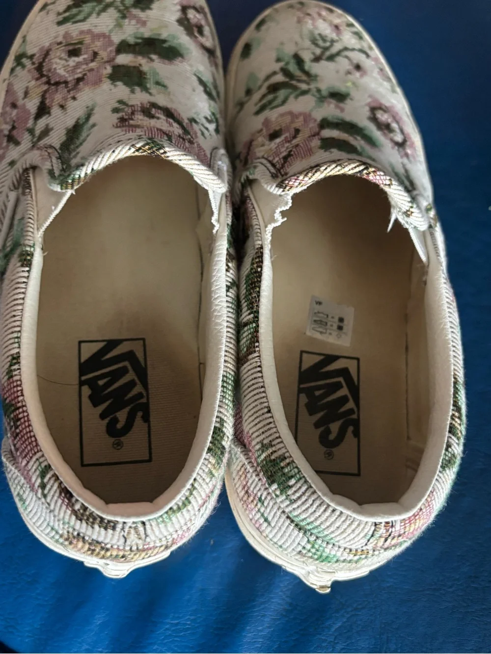 Vans Floral Slip-On Sneakers in Cream, Pink and Green - Picture 4 of 8